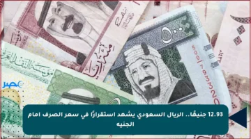 12.93 جنيهًا.. الريال السعودي يشهد استقرارًا في سعر الصرف أمام الجنيه
